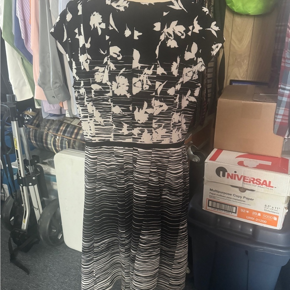 Elle Black and White Midi Dress - Picture 9 of 13